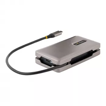StarTech.com USB-C kelių prievadų adapteris, 4K 60Hz HDMI 2.0b, HDR, USB 3.2 Gen 2 10Gbps šakotuvas (2xUSB-C, 1xUSB-A), 100W PD perdavimas, Mini kelioninis dokas, 12 colių/30 cm laidas, nešiojamojo kompiuterio dokavimo stotelė