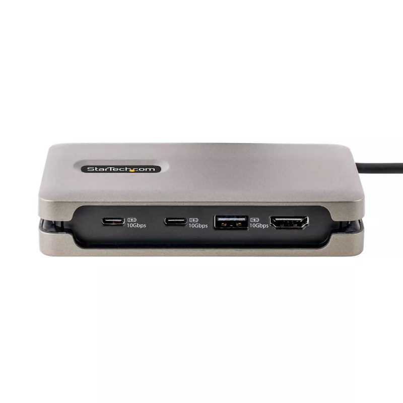 StarTech.com USB-C kelių prievadų adapteris, 4K 60Hz HDMI 2.0b, HDR, USB 3.2 Gen 2 10Gbps šakotuvas (2xUSB-C, 1xUSB-A), 100W PD perdavimas, Mini kelioninis dokas, 12 colių/30 cm laidas, nešiojamojo kompiuterio dokavimo stotelė