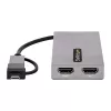 StarTech.com USB į dvigubą HDMI adapteris, USB A/C į 2x HDMI ekranus (1x 4K30Hz, 1x 1080p), integruotas USB-A į C adapteris, 11 cm laidas, USB 3.0 į HDMI vaizdo adapteris, Windows ir macOS