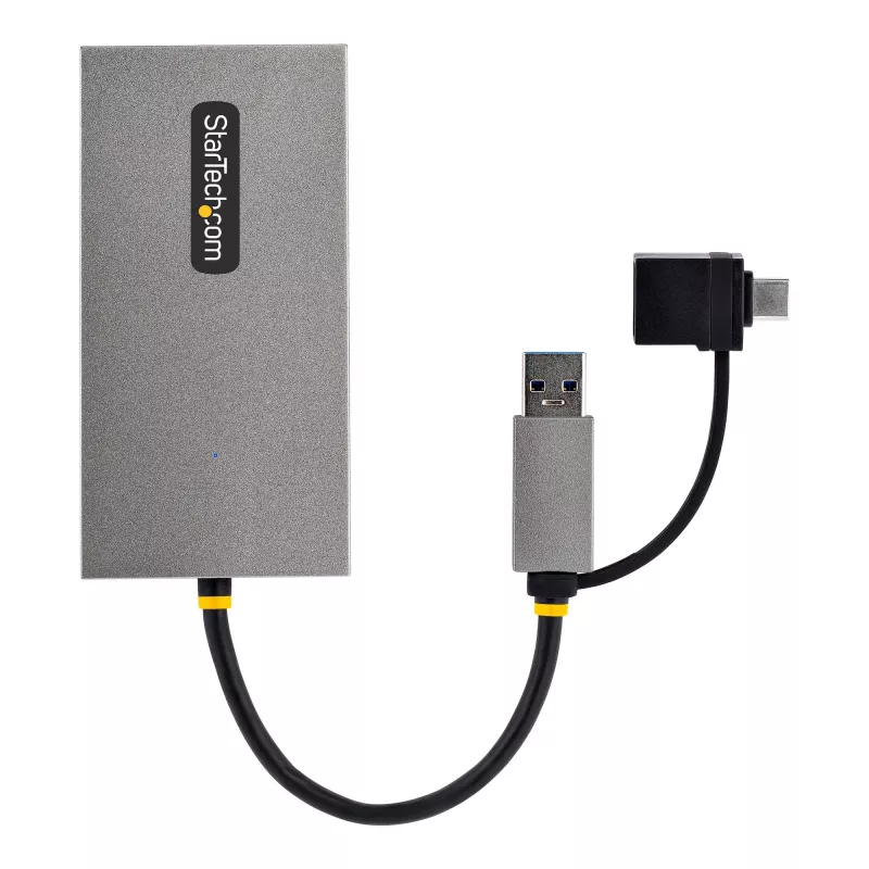 StarTech.com USB į dvigubą HDMI adapteris, USB A/C į 2x HDMI ekranus (1x 4K30Hz, 1x 1080p), integruotas USB-A į C adapteris, 11 cm laidas, USB 3.0 į HDMI vaizdo adapteris, Windows ir macOS