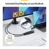 StarTech.com USB į dvigubą HDMI adapteris, USB A/C į 2x HDMI ekranus (1x 4K30Hz, 1x 1080p), integruotas USB-A į C adapteris, 11 cm laidas, USB 3.0 į HDMI vaizdo adapteris, Windows ir macOS
