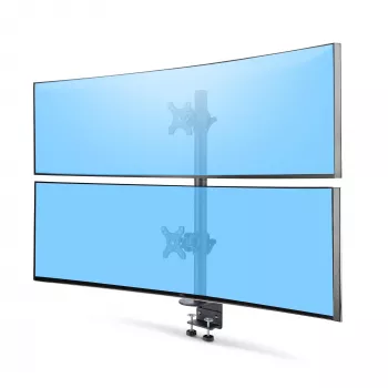 StarTech.com stalo laikiklis 2 vertikaliai sukrautiems monitoriams, dvigubas 49 colių, bendra apkrova 70 svarų (32 kg), C-spaustuvas, greito atlaisvinimo VESA sistema, plačiaekranis 16:9 / itin platus 32:9, TAA