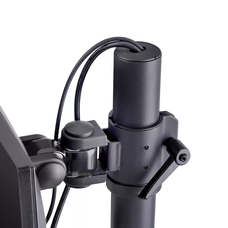 StarTech.com stalo laikiklis 2 vertikaliai sukrautiems monitoriams, dvigubas 49 colių, bendra apkrova 70 svarų (32 kg), C-spaustuvas, greito atlaisvinimo VESA sistema, plačiaekranis 16:9 / itin platus 32:9, TAA