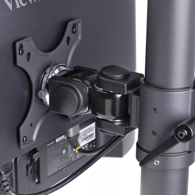 StarTech.com stalo laikiklis 2 vertikaliai sukrautiems monitoriams, dvigubas 49 colių, bendra apkrova 70 svarų (32 kg), C-spaustuvas, greito atlaisvinimo VESA sistema, plačiaekranis 16:9 / itin platus 32:9, TAA