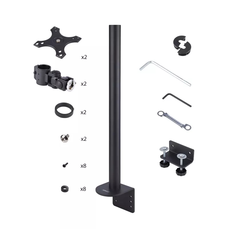StarTech.com stalo laikiklis 2 vertikaliai sukrautiems monitoriams, dvigubas 49 colių, bendra apkrova 70 svarų (32 kg), C-spaustuvas, greito atlaisvinimo VESA sistema, plačiaekranis 16:9 / itin platus 32:9, TAA