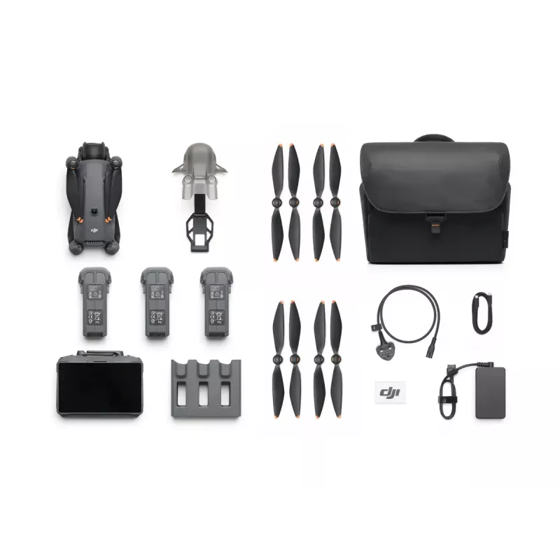 Dronas DJI Mavic 4 Pro Quadcopter — 100 MP kamera, 12288×8192 px, 6654 mAh baterija, 41000 m nuotolis, 27 m/s, 1,063 kg, pilka