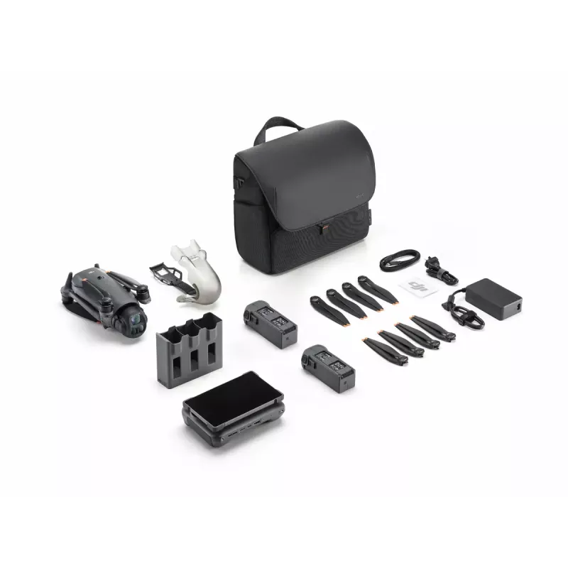 Dronas DJI Mavic 4 Pro Quadcopter — 100 MP kamera, 12288×8192 px, 6654 mAh baterija, 41000 m nuotolis, 27 m/s, 1,063 kg, pilka