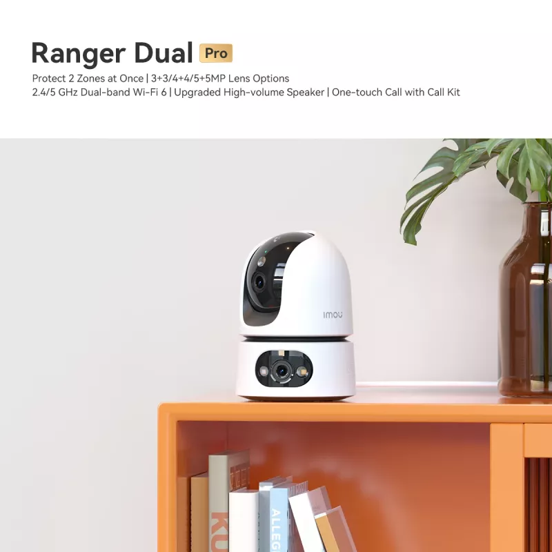 IP stebėjimo kamera IMOU Ranger Dual Pro 6MP — stalinė, 2304×1296, 3.6mm, 8× skaitmeninis priartinimas, 91°×47° matymo kampai