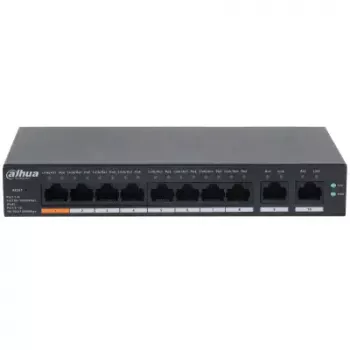 Valdomas L2 Gigabit PoE jungiklis DAHUA CS4010-8GT-60 — 10x Gigabit (10/100/1000), 20 Gbit/s, 8000 MAC, stalinis/sieninis, juodas
