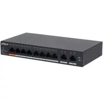 Valdomas L2 Gigabit PoE jungiklis DAHUA CS4010-8GT-60 — 10x Gigabit (10/100/1000), 20 Gbit/s, 8000 MAC, stalinis/sieninis, juodas