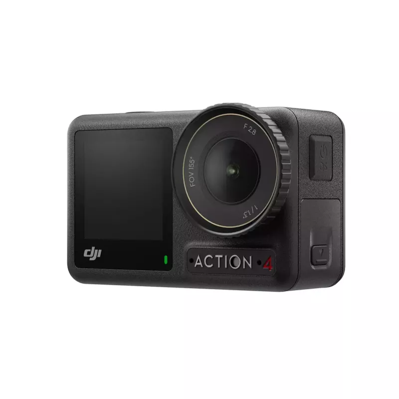 Veiksmo kamera DJI Osmo Action 4 — 4K Ultra HD, CMOS jutiklis, 155° FOV, MicroSD iki 512 GB, vandeniui atspari 18 m, 145 g