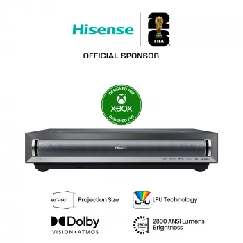 Projektorius Hisense PX3 itin trumpo fokusavimo 4K UHD 2800 ANSI liumenų juodas, tamsiai pilkas
