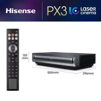 Projektorius Hisense PX3 itin trumpo fokusavimo 4K UHD 2800 ANSI liumenų juodas, tamsiai pilkas
