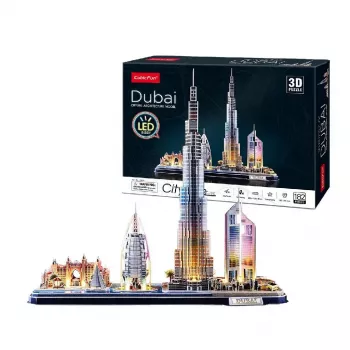 3D dėlionė CubicFun City Line Dubajus su LED, 182 dalys, 532×48 mm, nuo 10 metų