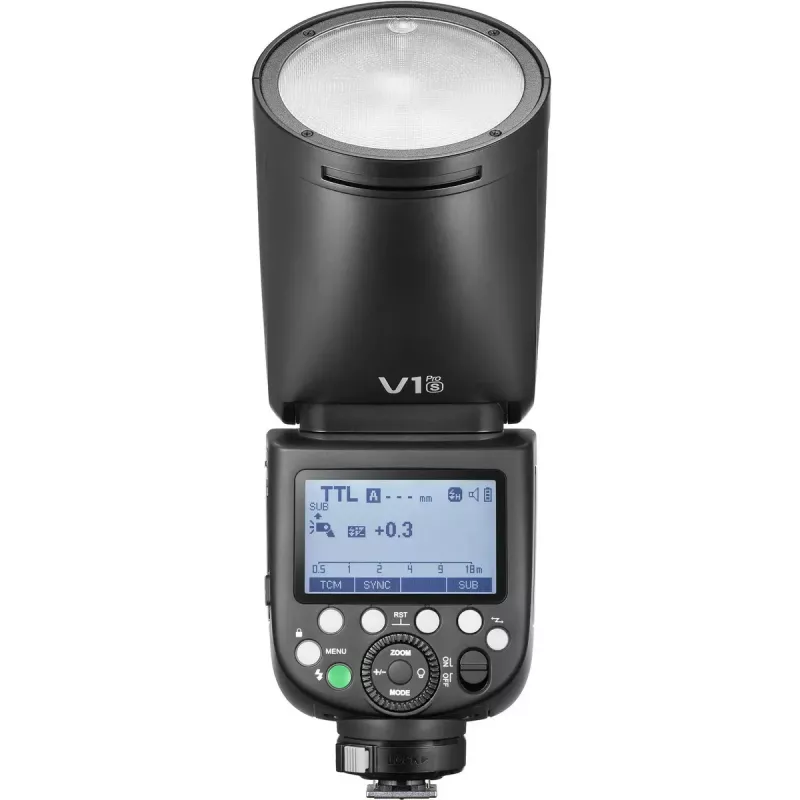 Blykstė vaizdo kameroms Godox V1Pro 1,5 s įkrovimo laikas, maitinama baterijomis, suderinama su Sony