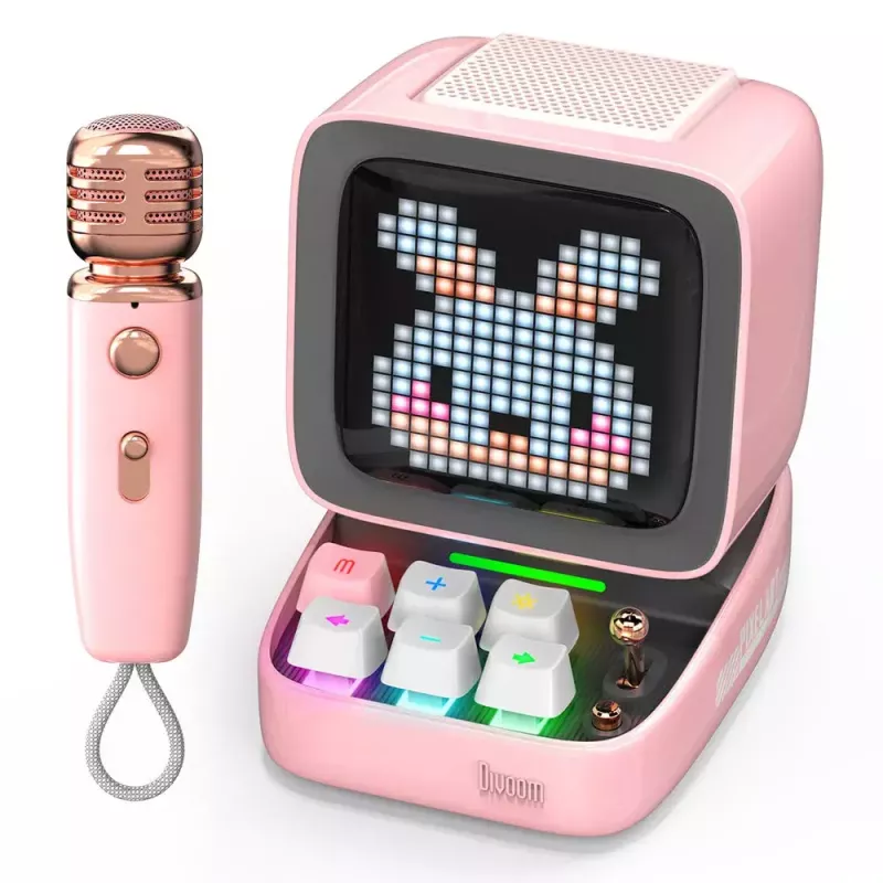 Nešiojamas mono garsiakalbis Divoom Ditoo-Mic Mini Pink