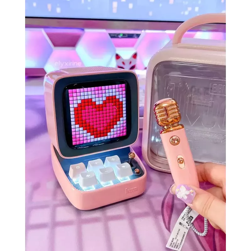 Nešiojamas mono garsiakalbis Divoom Ditoo-Mic Mini Pink