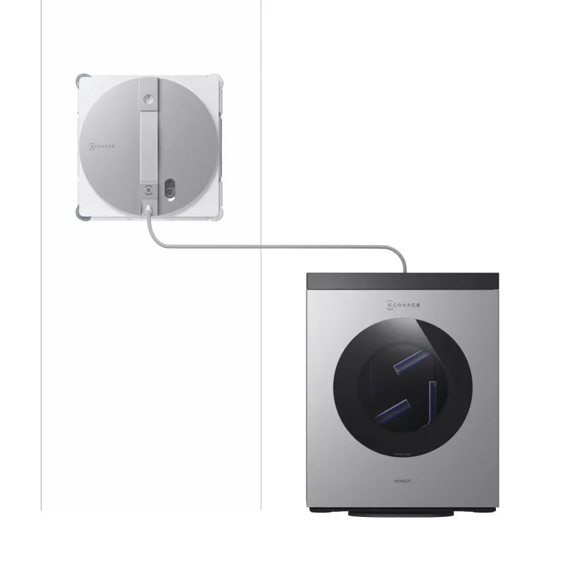 Langų plovimo robotas Ecovacs WINBOT W3 OMNI, baterija 4500 mAh, 270×270×76 mm, sidabrinis/baltas