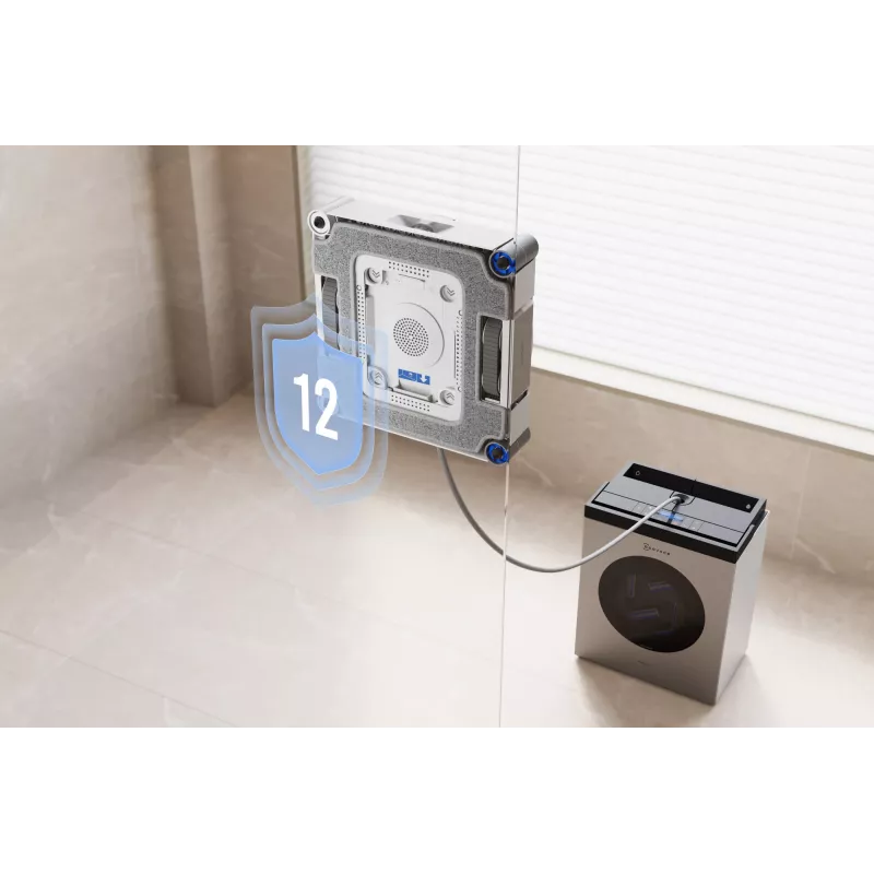 Langų plovimo robotas Ecovacs WINBOT W3 OMNI, baterija 4500 mAh, 270×270×76 mm, sidabrinis/baltas