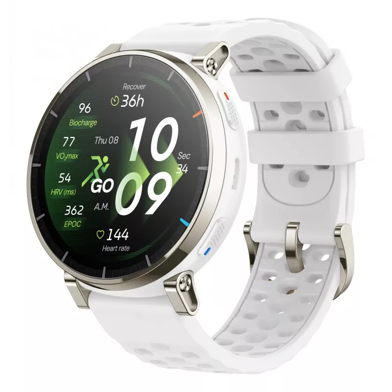 Išmanusis laikrodis Amazfit Active 3 – 3,35 cm (1,32 col.) AMOLED, 466×466, liečiamas ekranas, GPS, 365 mAh, silikoninis dirželis