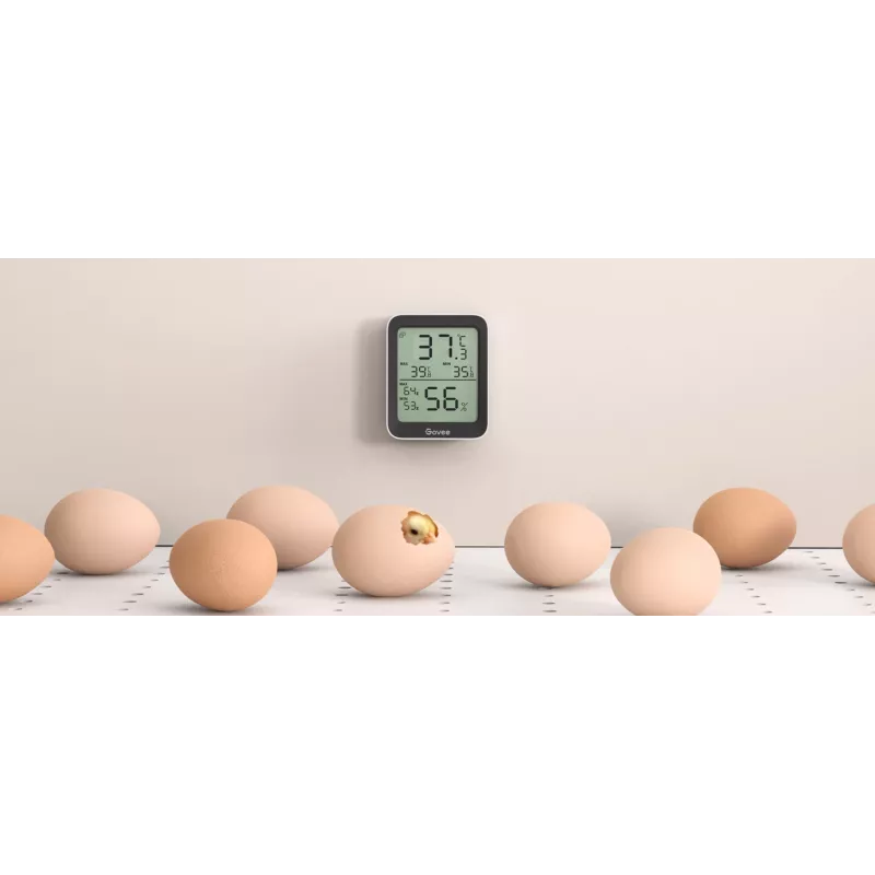 Govee H5075 belaidis temperatūros ir drėgmės jutiklis, pastatomas