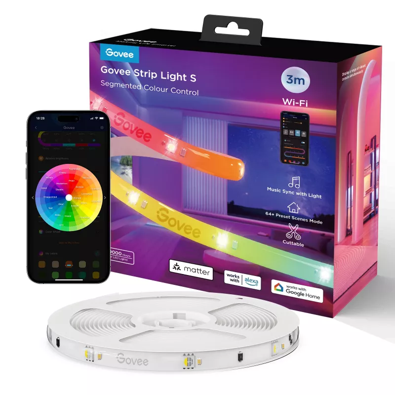Govee H612FCD1 RGB LED juostinis šviestuvas, 3 m