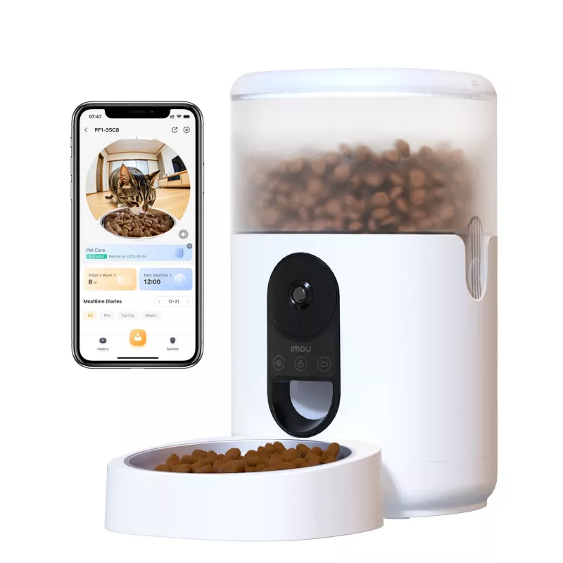 Automatinis šėrimo aparatas augintiniams IMOU PF1 — 4 L nerūdijančio plieno talpa, Wi‑Fi 4, baterija/DC maitinimas, 1 dubuo
