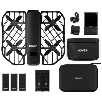 Mini dronas HOVERAir X1 Pro – 4 rotoriai, 12 MP kamera, 4K vaizdo įrašas, 1000 m nuotolis, 1920 mAh baterija, 32 GB vidinė atmintis, Juoda