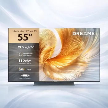 Smart TV Dreame Aura S100 55 colių, QLED+ (Mini LED), 4K UHD, Google TV, 144 Hz, AI procesorius, įmontuota garso juosta, juoda