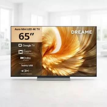 Dreame Aura S100 65 colių QLED+ Mini LED 4K UHD Smart TV, Google TV, 144Hz, AI procesorius, įmontuota garso juosta, juoda