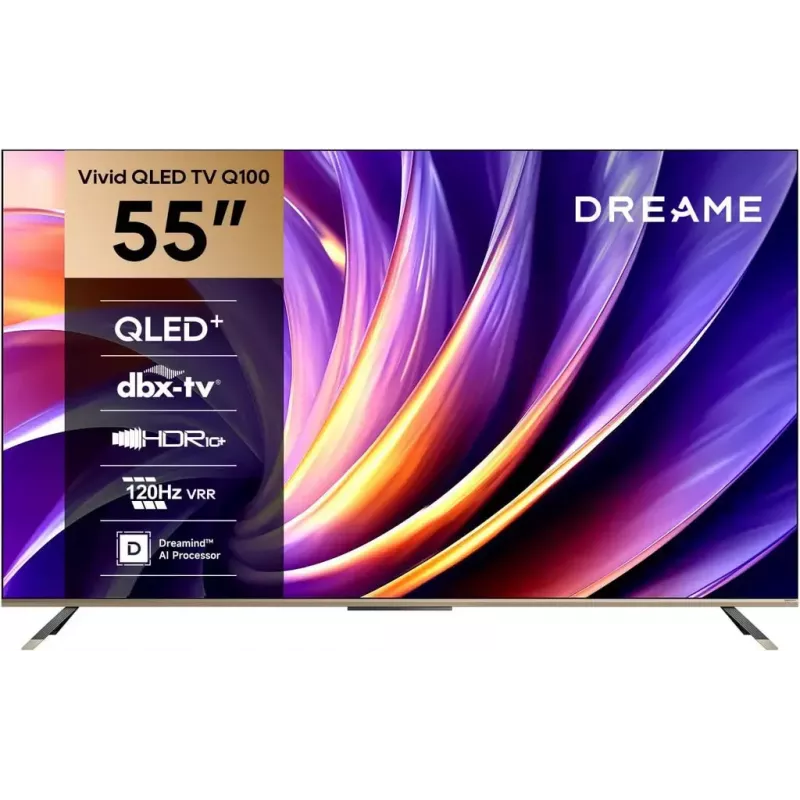Smart TV Dreame Vivid Q100 55 colių, QLED+, 4K UHD, Google TV, 120Hz, AI procesorius, juoda