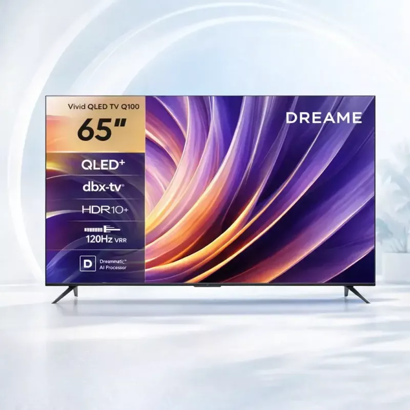 Smart TV Dreame Vivid Q100 65 coliai, QLED+, 4K UHD, Google TV, 120Hz, AI procesorius, juoda