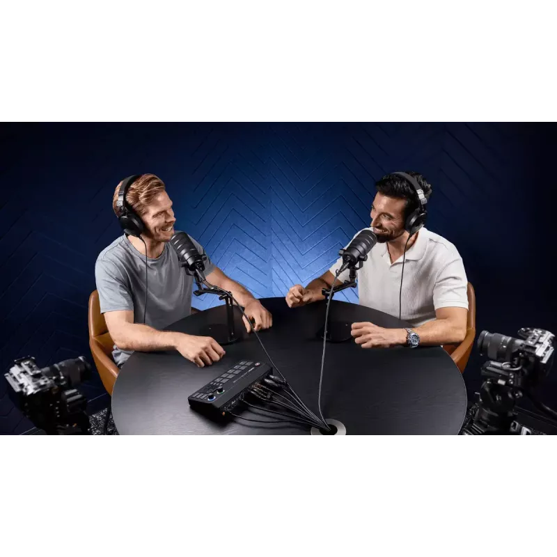 Daugiakanalė podcast'ų ir tiesioginių transliacijų gamybos konsolė Rode RodeCaster Video S RCVS-E – jutiklinis ekranas, Wi‑Fi, Bluetooth 5.3, 5x USB-C, 3x HDMI įėjimai, 1x HDMI išėjimas, microSD