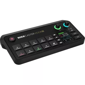 Daugiakanalė podcast'ų ir tiesioginių transliacijų gamybos konsolė Rode RodeCaster Video S RCVS-E – jutiklinis ekranas, Wi‑Fi, Bluetooth 5.3, 5x USB-C, 3x HDMI įėjimai, 1x HDMI išėjimas, microSD