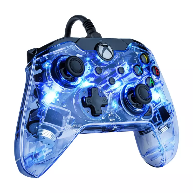 PDP Afterglow žaidimų pultas juodas mėlynas skaidrus USB Xbox One Series X S laidinis 2,4 m