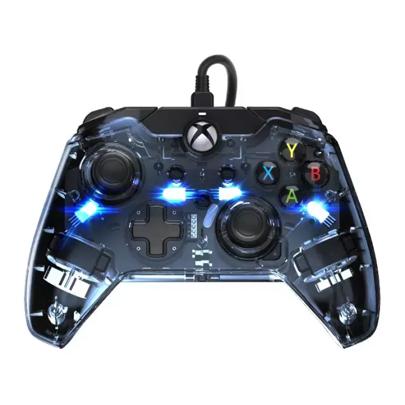 PDP Afterglow žaidimų pultas juodas mėlynas skaidrus USB Xbox One Series X S laidinis 2,4 m
