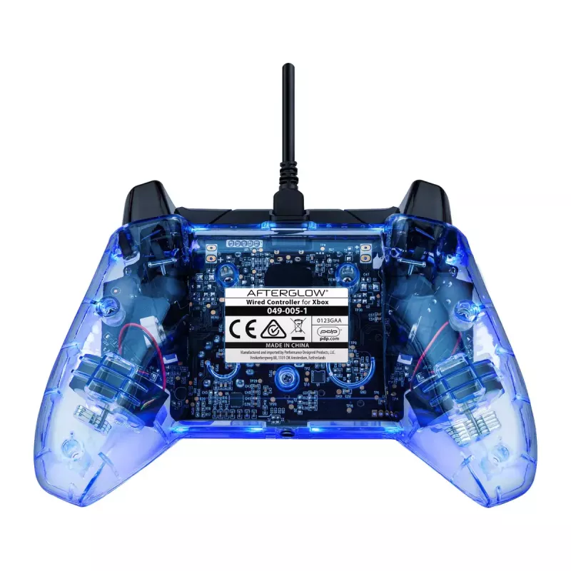 PDP Afterglow žaidimų pultas juodas mėlynas skaidrus USB Xbox One Series X S laidinis 2,4 m