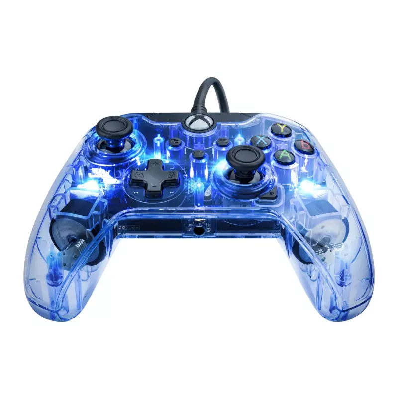 PDP Afterglow žaidimų pultas juodas mėlynas skaidrus USB Xbox One Series X S laidinis 2,4 m