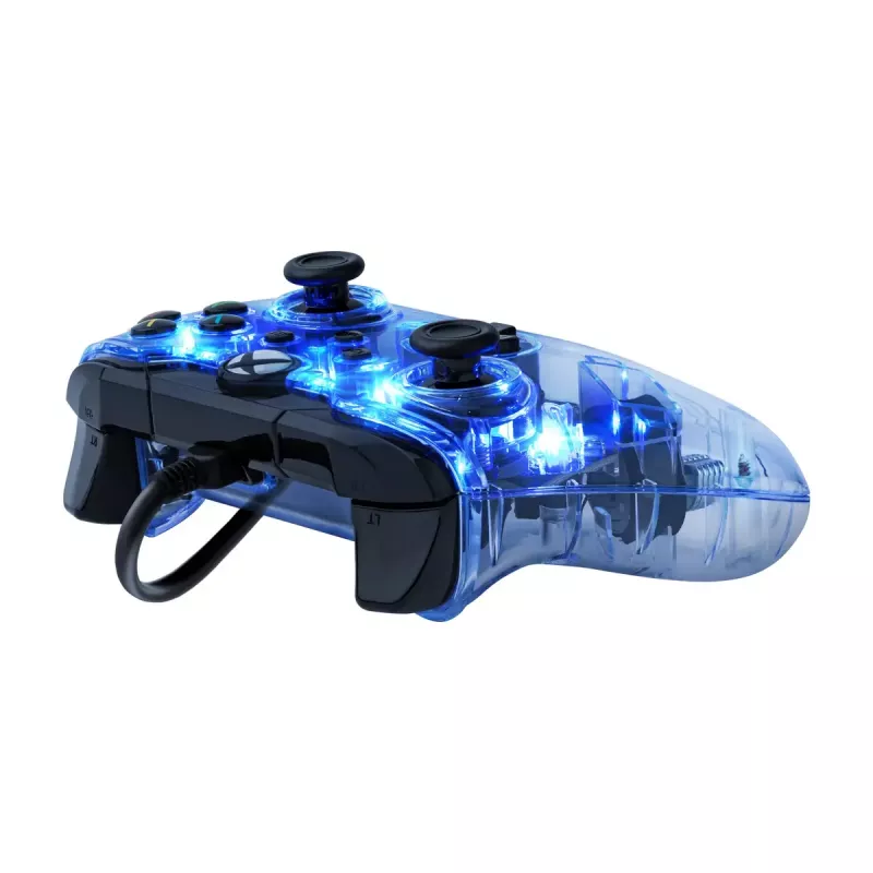 PDP Afterglow žaidimų pultas juodas mėlynas skaidrus USB Xbox One Series X S laidinis 2,4 m