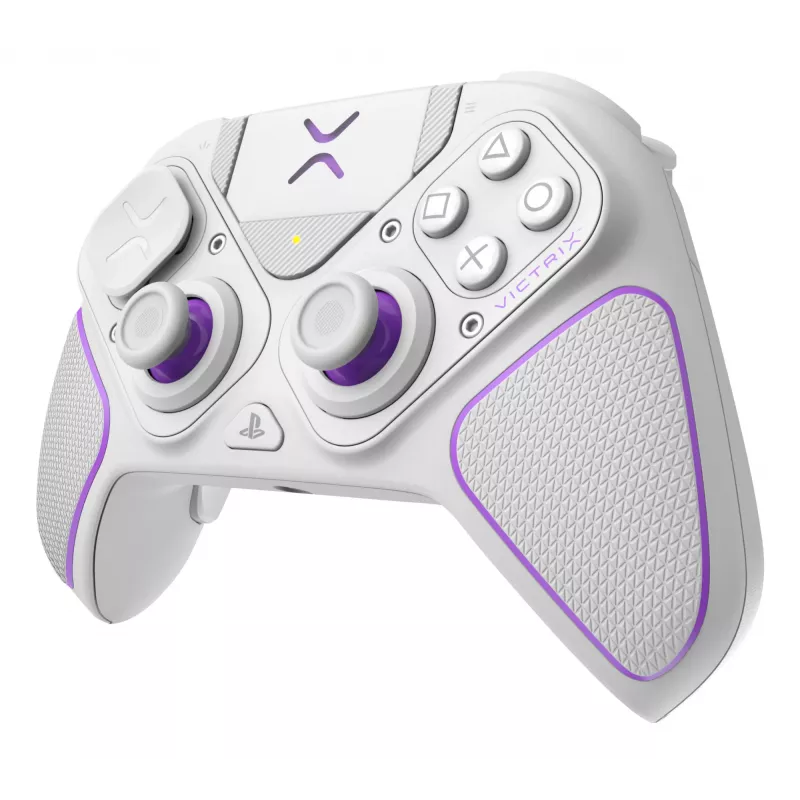 Žaidimų pultas VICTRIX 052-002-WH belaidis ir laidinis RF/USB, USB-C, 2000 mAh, PC/PS4/PS5, violetinė/balta