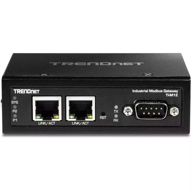 Trendnet TI-M12 pramoninis Modbus šliuzas, 10/100 Mbit/s, metalinis korpusas, montavimas ant DIN bėgio