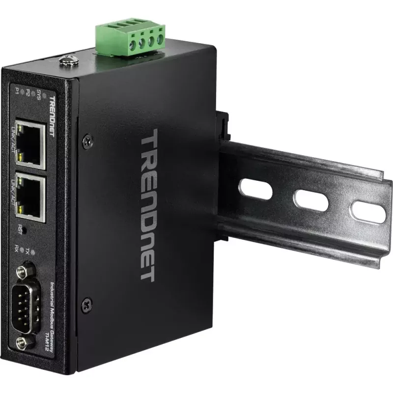 Trendnet TI-M12 pramoninis Modbus šliuzas, 10/100 Mbit/s, metalinis korpusas, montavimas ant DIN bėgio