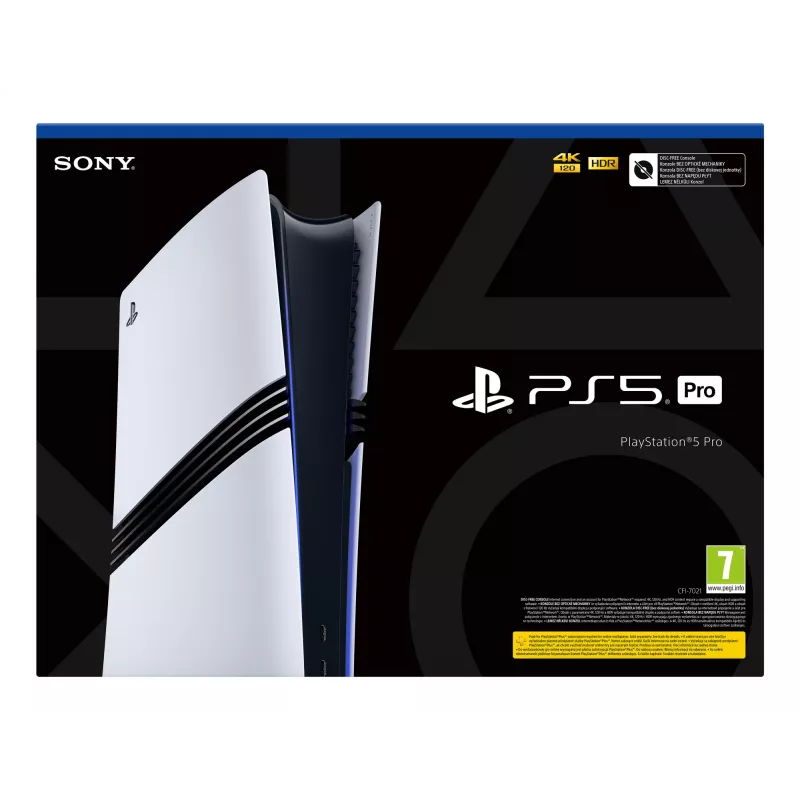 Žaidimų konsolė Sony PlayStation 5 Pro – 2 TB SSD, GDDR6, Wi‑Fi 6/7, Ethernet, 8K palaikymas, Juoda/Balta