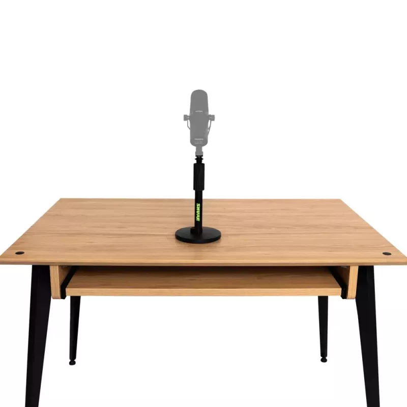 Stalinis mikrofoninis stovas Shure SH-DESKTOP1, apvalus metalinis pagrindas, 3/8 colio sriegis, aukštis 26,7–40,6 cm, juodas