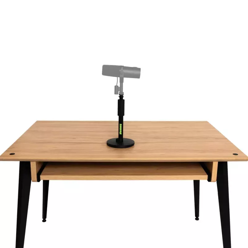 Stalinis mikrofoninis stovas Shure SH-DESKTOP1, apvalus metalinis pagrindas, 3/8 colio sriegis, aukštis 26,7–40,6 cm, juodas