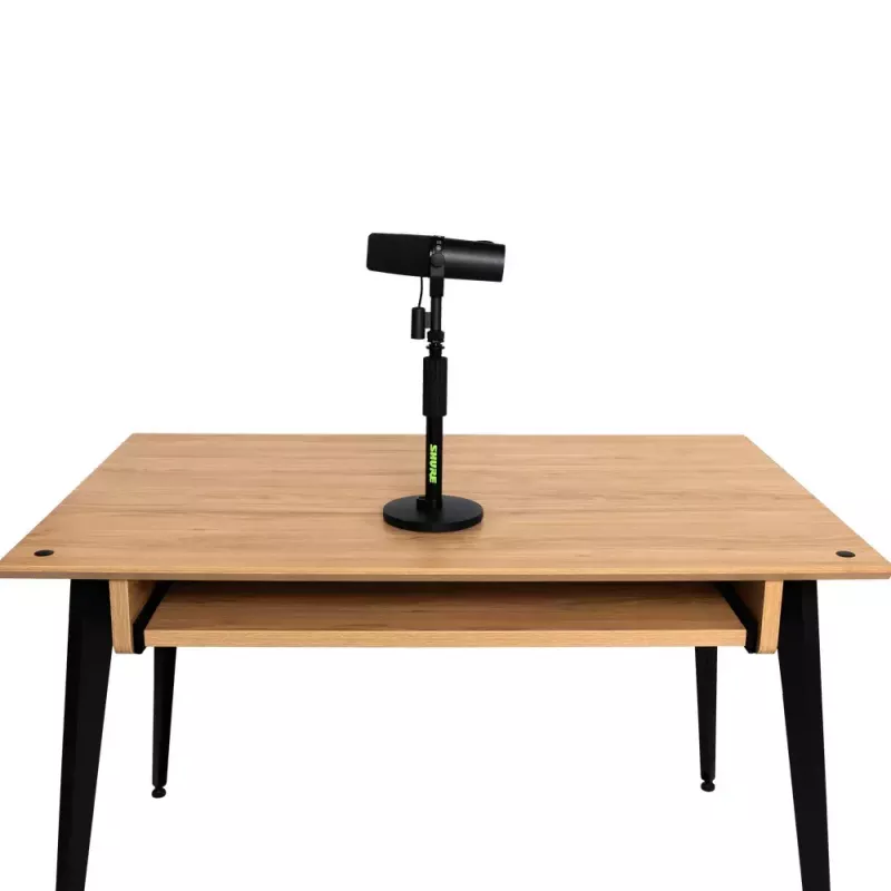 Stalinis mikrofoninis stovas Shure SH-DESKTOP1, apvalus metalinis pagrindas, 3/8 colio sriegis, aukštis 26,7–40,6 cm, juodas