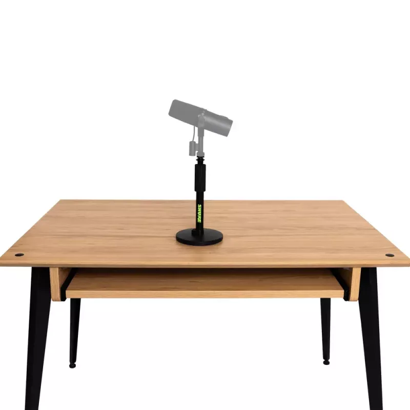 Stalinis mikrofoninis stovas Shure SH-DESKTOP1, apvalus metalinis pagrindas, 3/8 colio sriegis, aukštis 26,7–40,6 cm, juodas