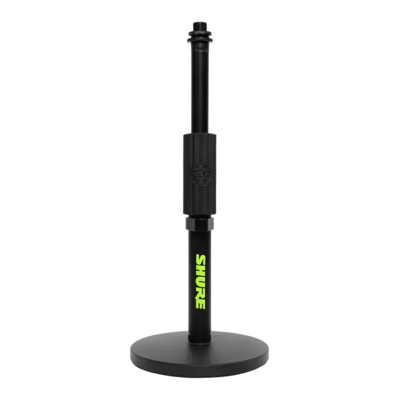 Stalinis mikrofoninis stovas Shure SH-DESKTOP1, apvalus metalinis pagrindas, 3/8 colio sriegis, aukštis 26,7–40,6 cm, juodas