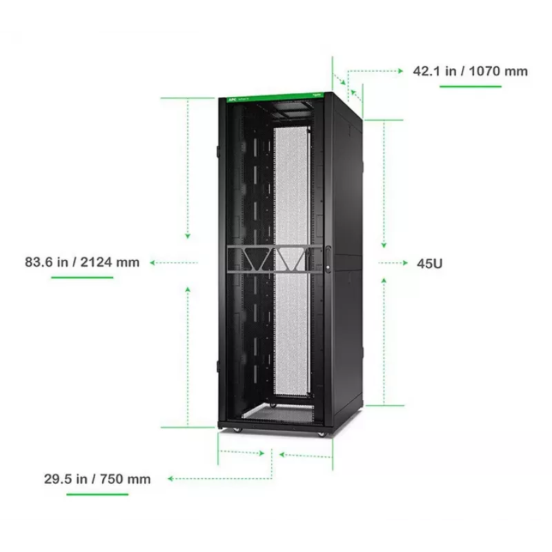 APC NetShelter SX Server Rack Gen 2, 45U, 2124H x 750W x 1070D mm, su šoninėmis sienelėmis, juoda