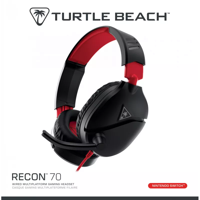 Žaidimų ausinės Turtle Recon 70 juodos, laidinės, stereo, su vienos pusės valdymu ant ausinės